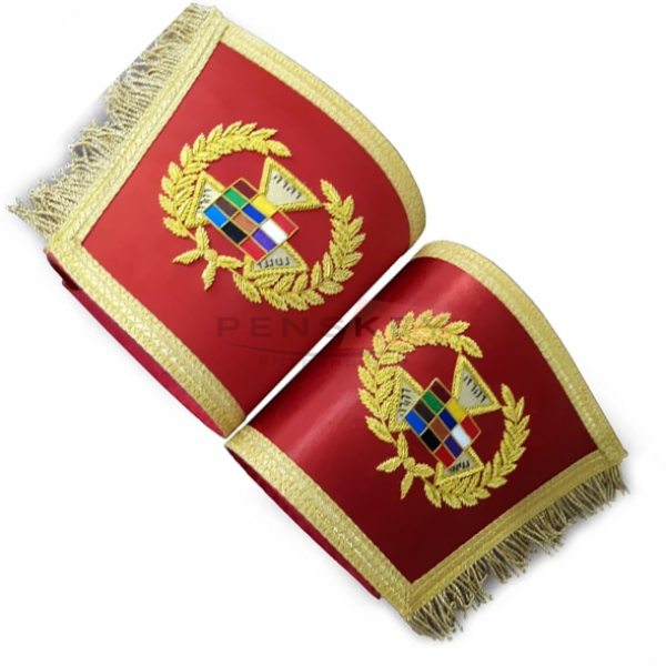 MASONIC GAUNTLETS CUFFS /PAST HIGH PRIEST PHP EMBROIDERED WITH FRINGE